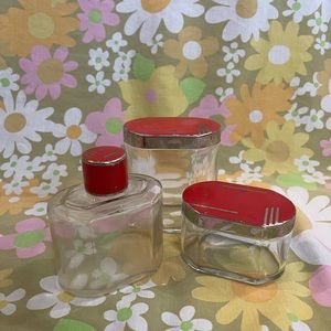 3 Piece Vintage Glass Vanity Storage Set